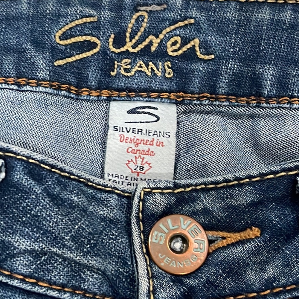 Silver Pioneer Stretch Jean flip back embroidered pocket size 28. - Picture 6 of 13